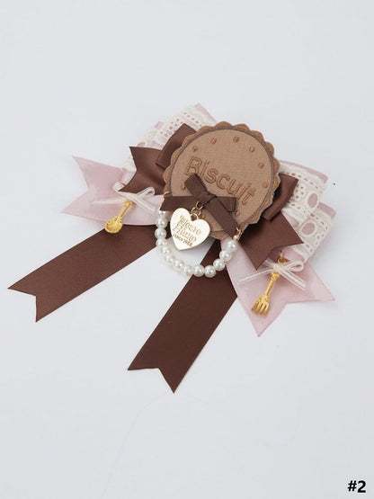 Party Sweet Bowknot Brown Style Biscuit Lolita Pink Hairclip/Brooch Tea Options 2