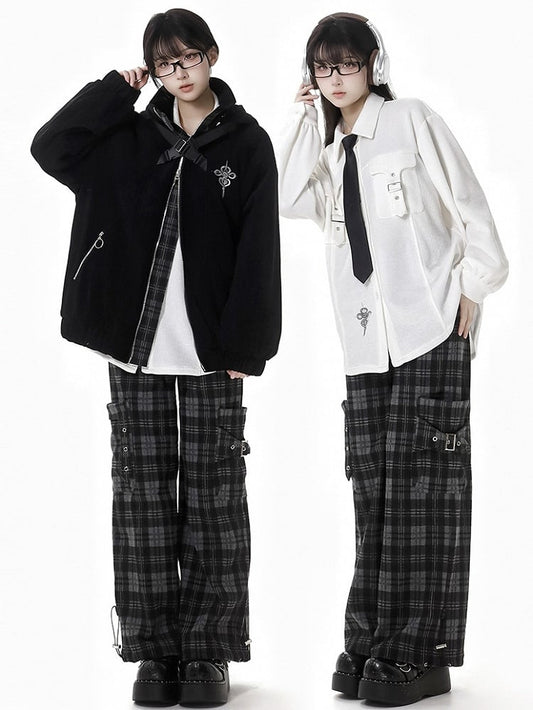 Schwarze Cargo-Taschen-Karohose