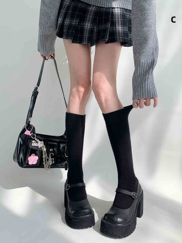 Lange schwarze JK-Baumwollstrümpfe