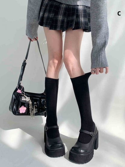 Lange schwarze JK-Baumwollstrümpfe