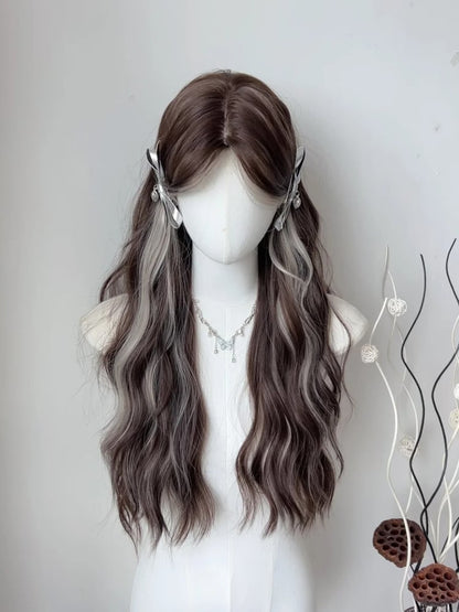 Ash Wig with Wavy Curtain Highlight Bangs 65CM Long Blonde