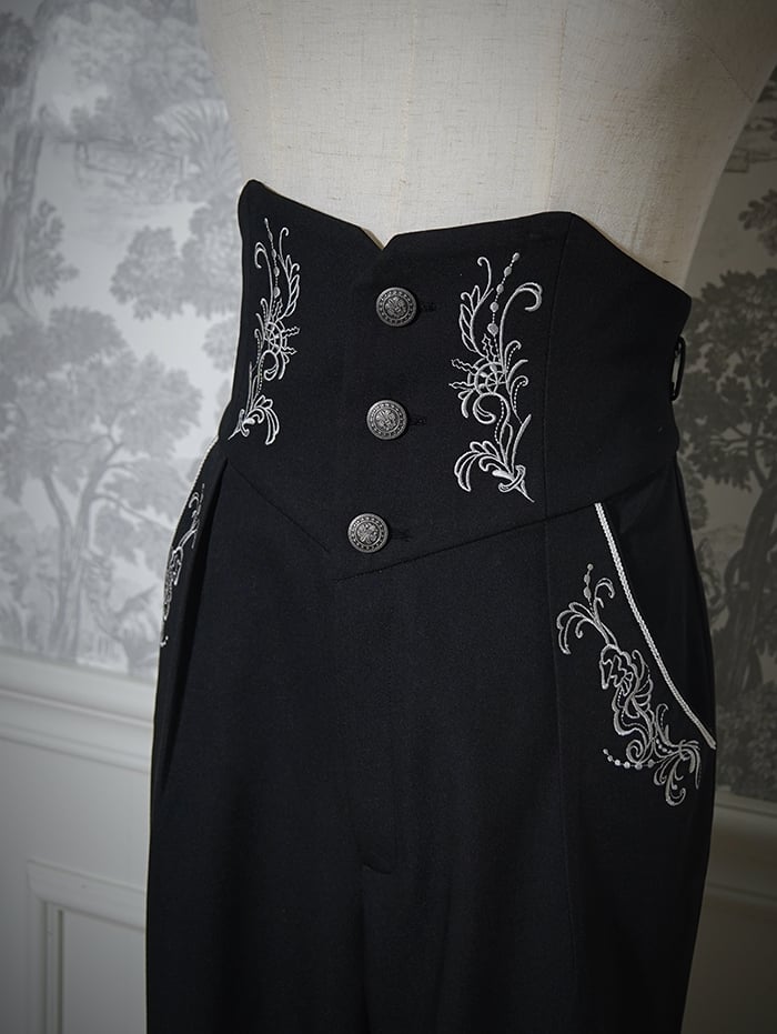 Black Pants Belt with Straps Corset Waist Lolita Ouji High