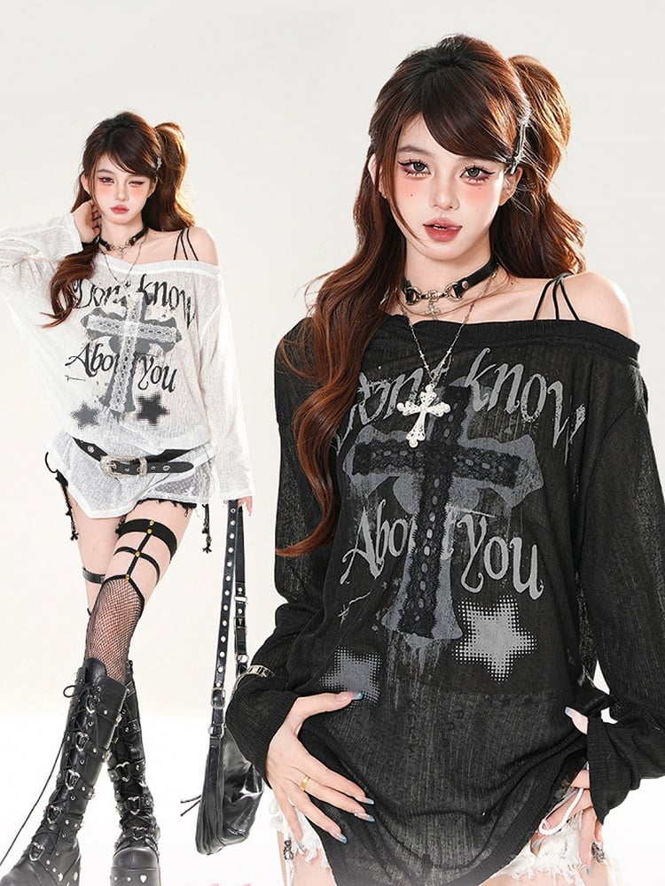 カバーアップ アシンメトリーネックライン レース クロスアップリケ ブラック/ホワイト