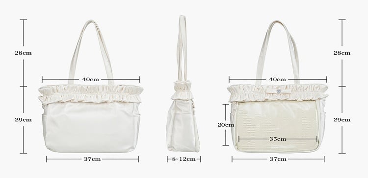 Rosarote Ita-Tragetasche mit Rüschenbesatz und Strass-Schleife