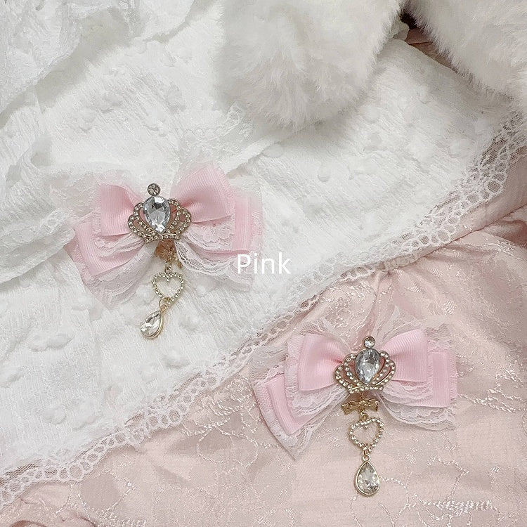 Rhinestone Clip 11 Crown Colors Kei Hair Bow Jirai