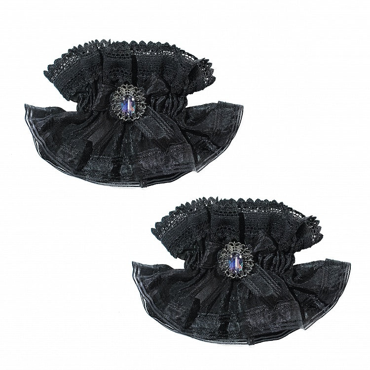 Bows Rhinestones and Cuffs Dark Decorated Blue/Black/Red Lolita Wrist