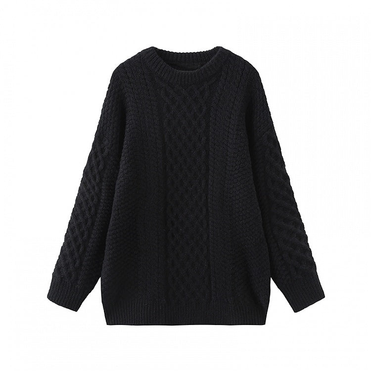 Schwarzer, lockerer Pullover mit Rundhalsausschnitt