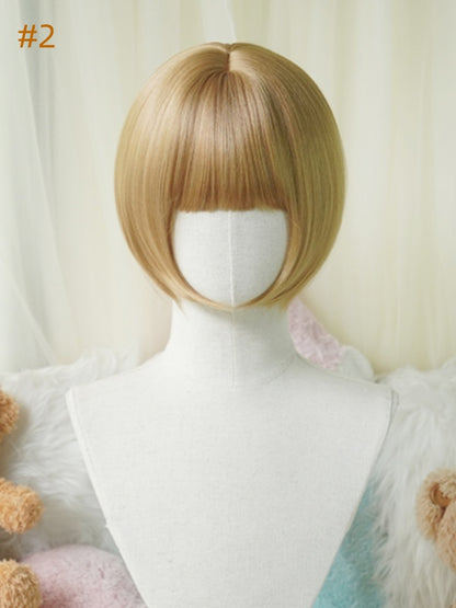 Blonde Bob-Kurzperücke mit lockigem/vollem Pony