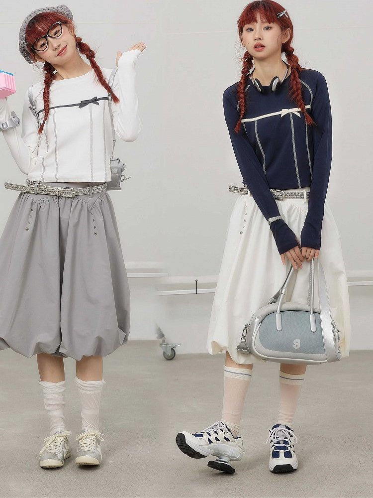 Black Bubble Gray Details / White Rivet with Skirt