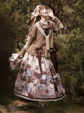 Trimmed Brown Lace Sweet Skirt Sheep's Print Home Lolita