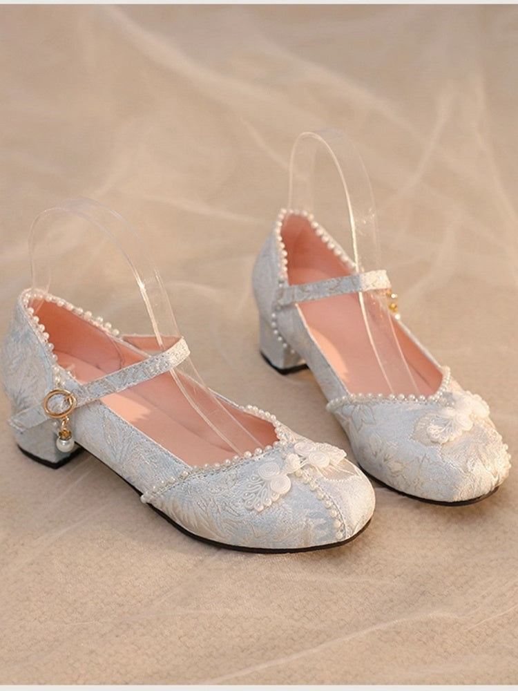 Chinesisches Blau mit Absatzmuster - Satin Lolita Floral