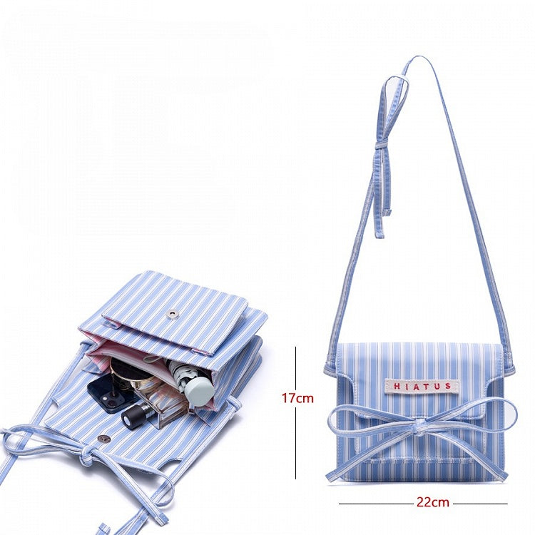 Charming Pink Striped Bow Crossbody Bag