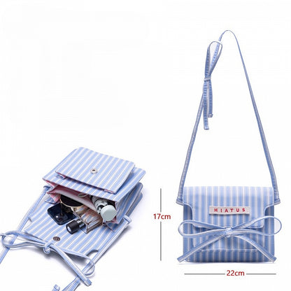 Charming Pink Striped Bow Crossbody Bag