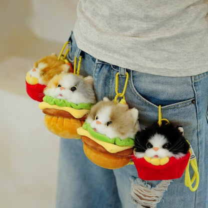 Cat Hamburger Options 4 Cute Plush Keychain