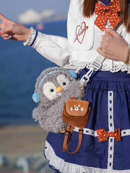 Light Middle/Large Keychain Plush + Options Gray 4 Penguin Backpack/Crossbody Size Bag Cute