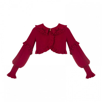 Winter Autumn Ruffle for Cardigan Cropped Red and Trimming