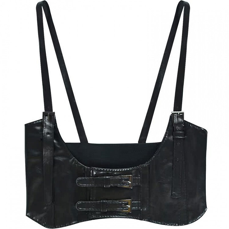 Black PU Buckle Corset Belt