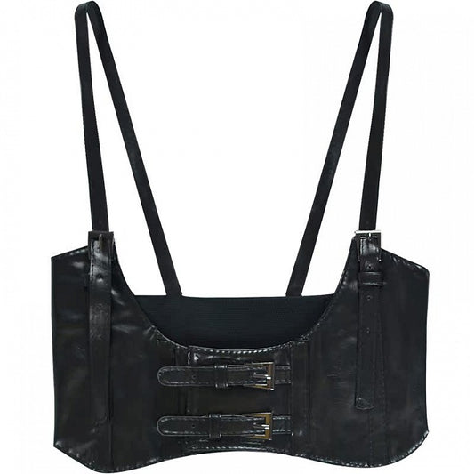 Black PU Buckle Corset Belt