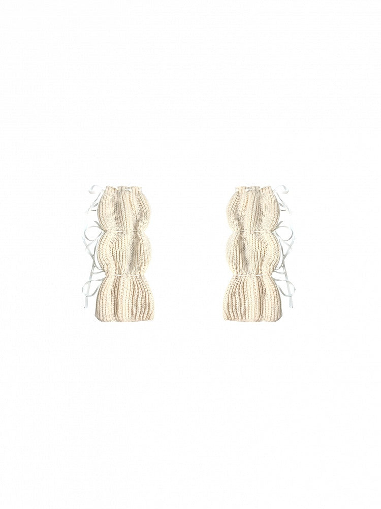 ブラック/アプリコット/ブラウン ニットレッグウォーマー