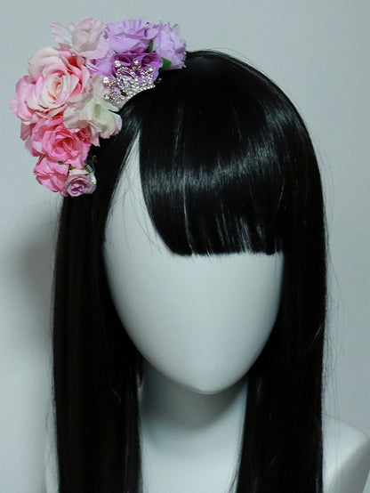 Verzierte Krone PinkLila Haarspange Design Floral