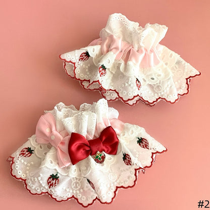 Sweet Wrist Cuffs Embroidery Strawberry Cute Rabbit Lolita and