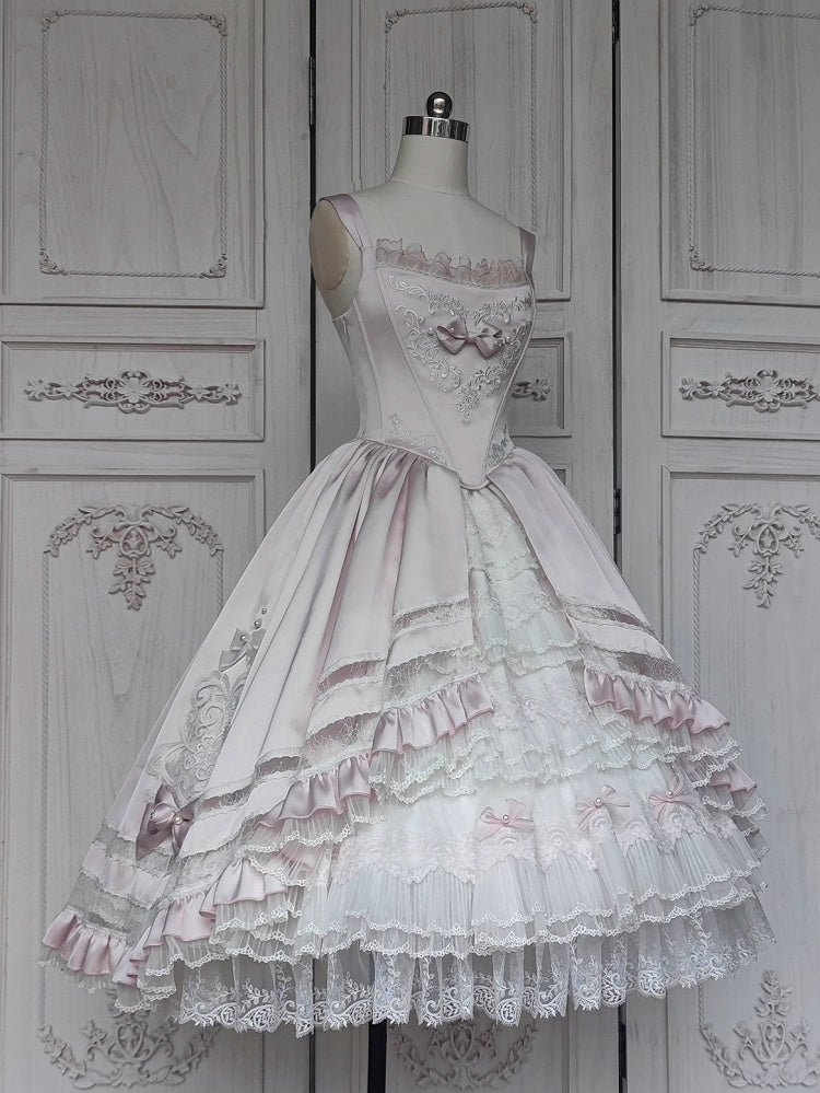 Rosette Light Pink Elegant Wedding Dress Hanayome Lolita JSK Full Set
