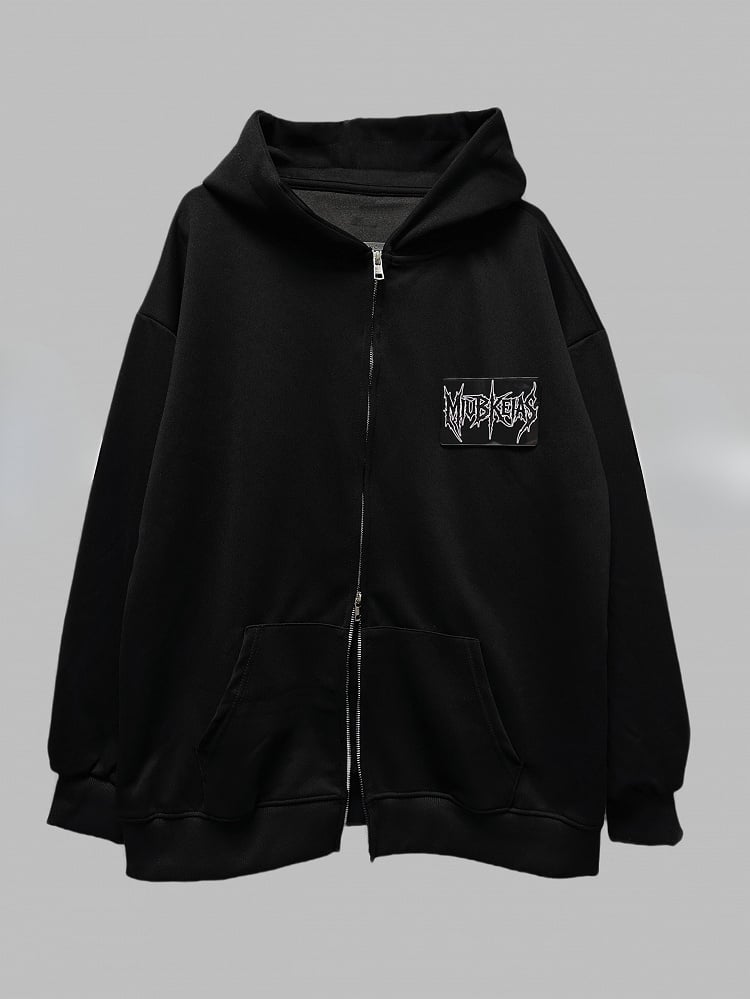 Schwarze Jacke mit Zweiwege-Knopfleiste und Reißverschluss