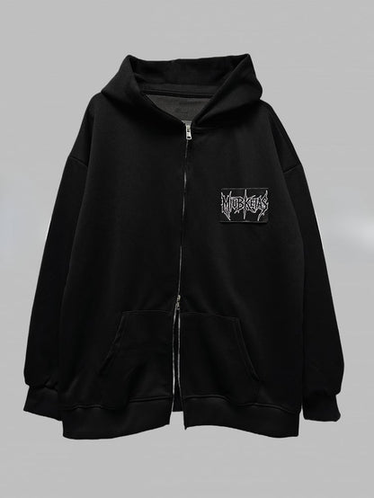 Schwarze Jacke mit Zweiwege-Knopfleiste und Reißverschluss