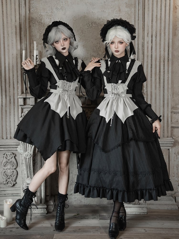 Bat Gray Apron Lolita - Gothic Inspired