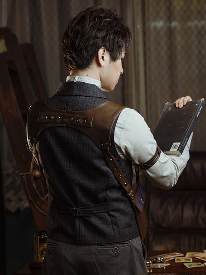 PU Shoulder Harness Holster Coffee Steampunk Adjustable