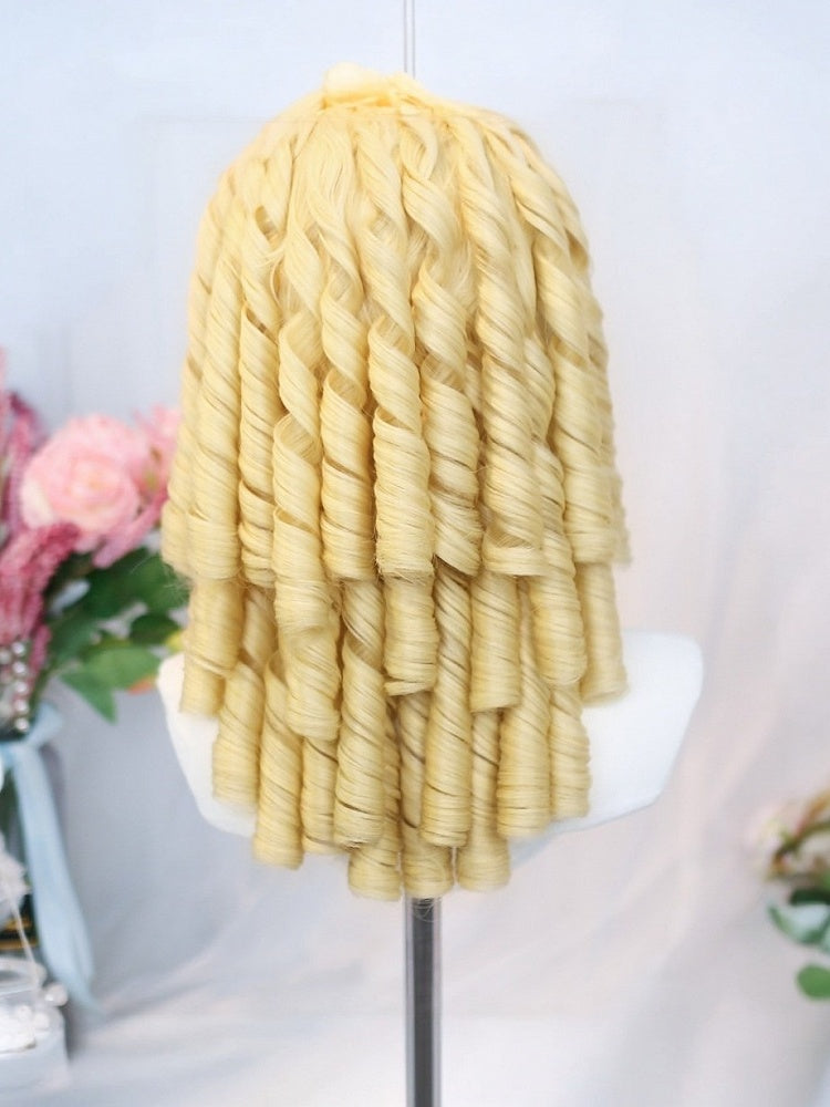 Light Blonde 45cm Short Roman Curly Wig Full Bangs - Dalao Home