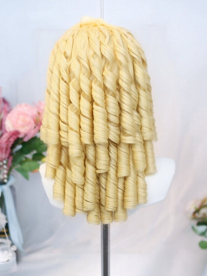 Light Blonde 45cm Short Roman Curly Wig Full Bangs - Dalao Home