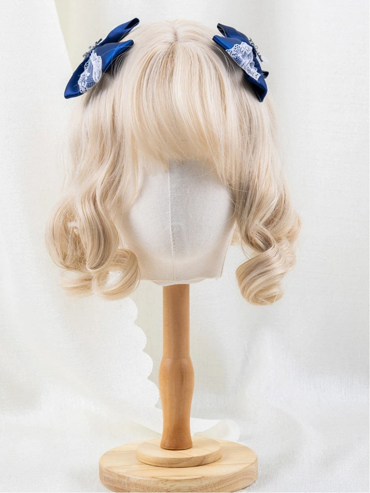 Blue Hairclip Set Decor Navy Starburst Lace