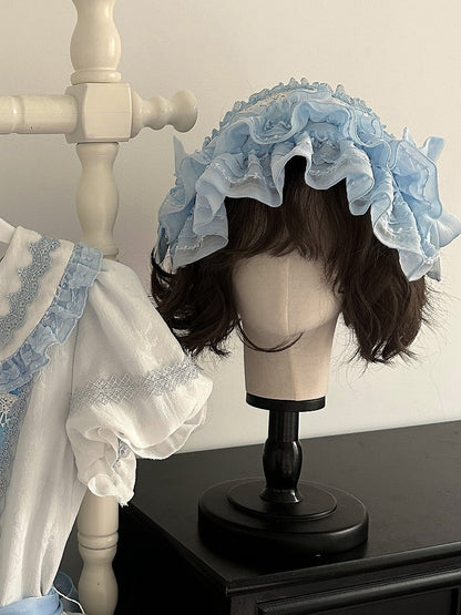 Bowknot Hairband Blue Ruffle