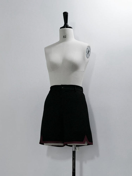 Ouji Shorts Cuffs Trimming Black Lolita with Red