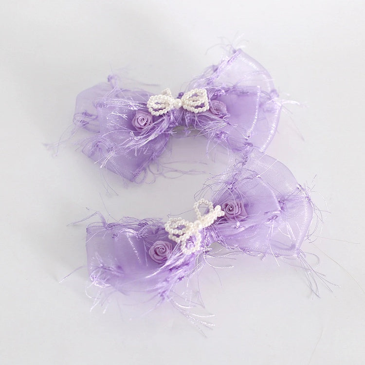 Tulle Light Hairclips Purple Bow