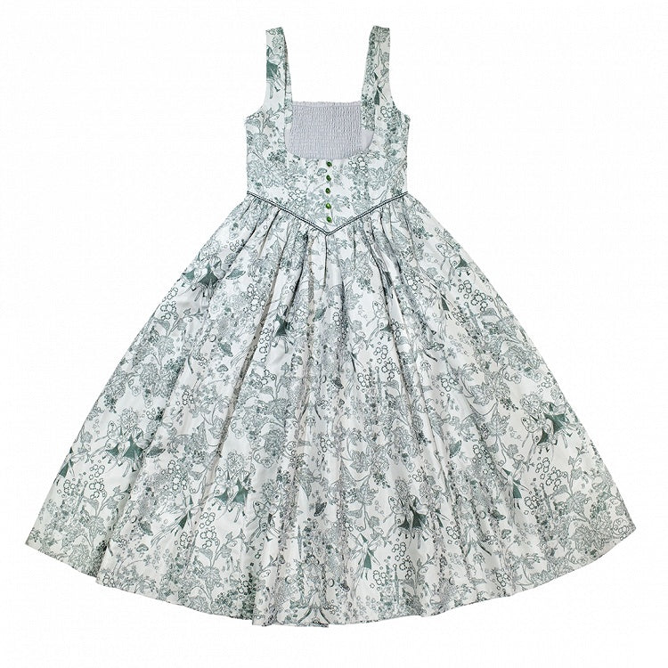 Green Basque Boned Bust Lolita Skirt and Jumper Waist Animals Print Wood Under