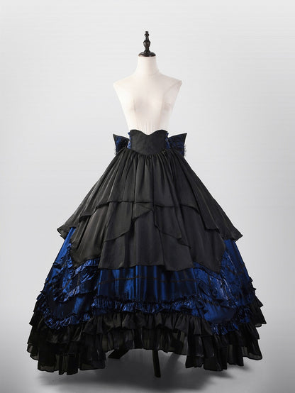 Gothic Lolita Boned High Waist Layered Long Skirt
