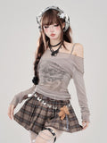 Top Layer Set Inner Off-Shoulder Sheer Grey