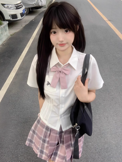 Rock JK Muster 45CM Plaid Rosa Plissee Uniform