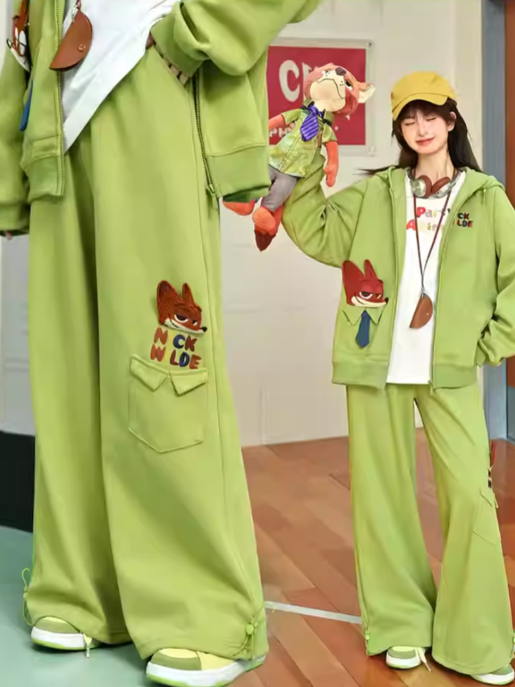 Zootopia Plüsch Nick Grüne Hose mit Kordelzug am Bündchen und geradem Bein