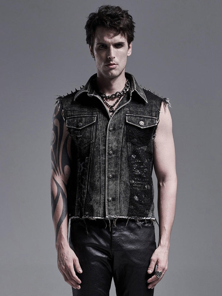 Black Men's Punk Decadent Vest