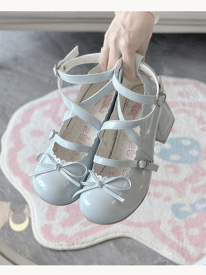 Einzelheiten Heels Lolita Herz - Schnalle Schleife Verträumt Geknotet Mid Top