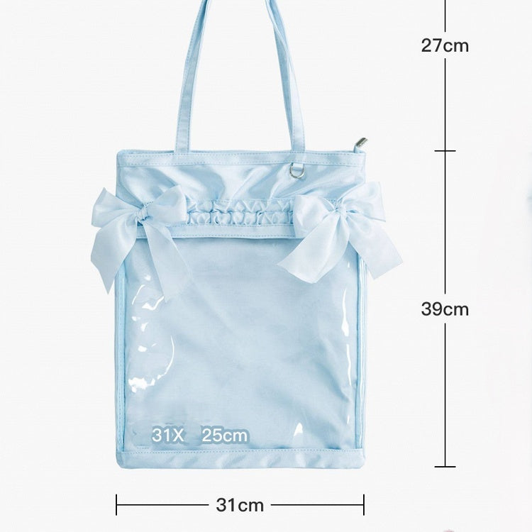 Bow Lace Blue Satin Daily Ita Bag