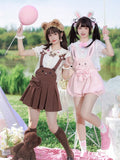 Rosa Shorts Bunny/Braunbär Overalls Bubble