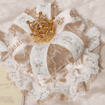 Hat Lolita Pink Gorgeous Crown Mini White Lace Gold Clip With