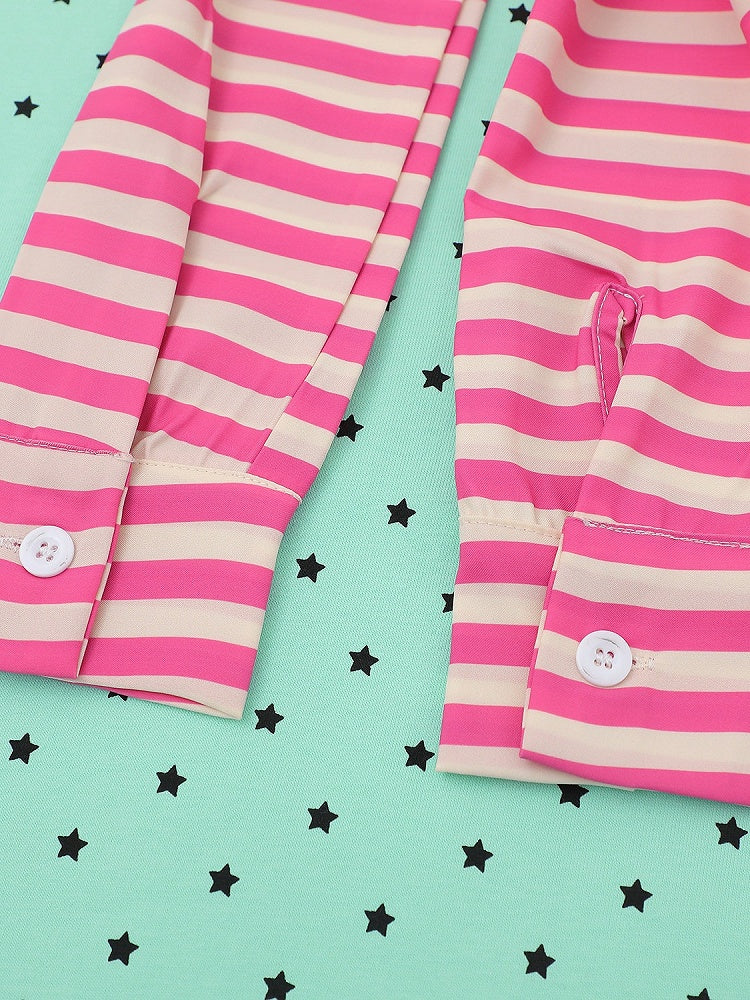 Green Star Print Tee with Stripe Shawl and Hairclip - Languid Park
