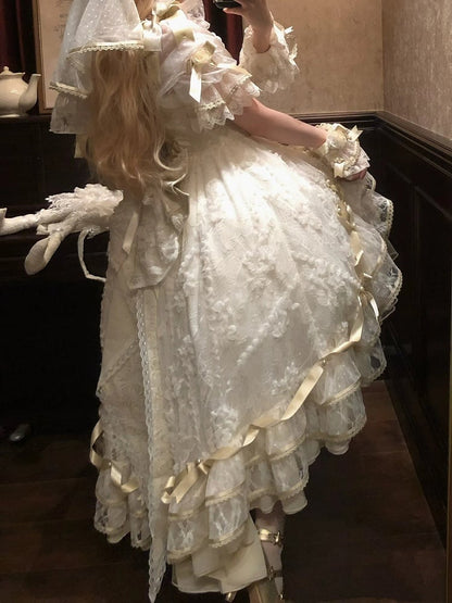 Golden Skirt High-low Corset Dress Lolita Waist with Hanayome Hime Layered