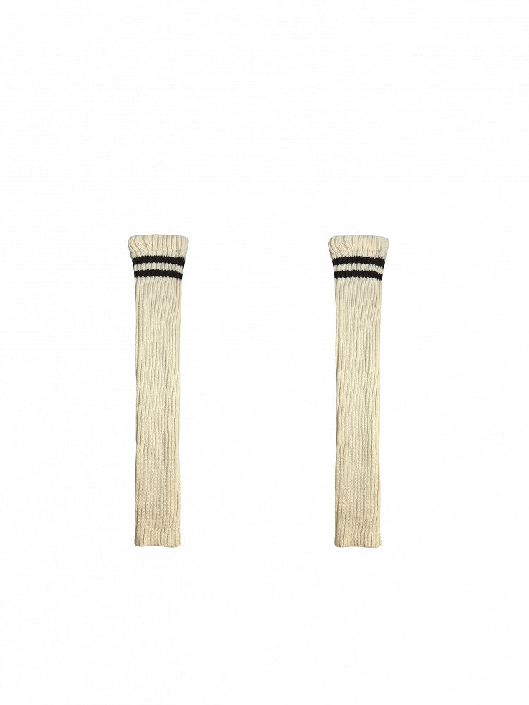 Apricot Overknee-Stulpen mit Streifenmuster, gestrickt