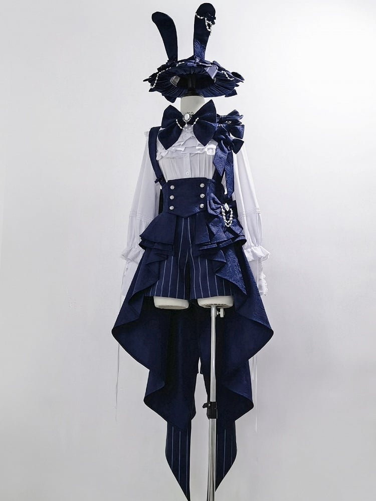 Train Bowknot Peplum Blue Tail Bunny Straps Corset with Royal Swallow Theater